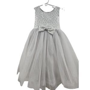 Pippa & Julie Little Girl's Silver Party Dress